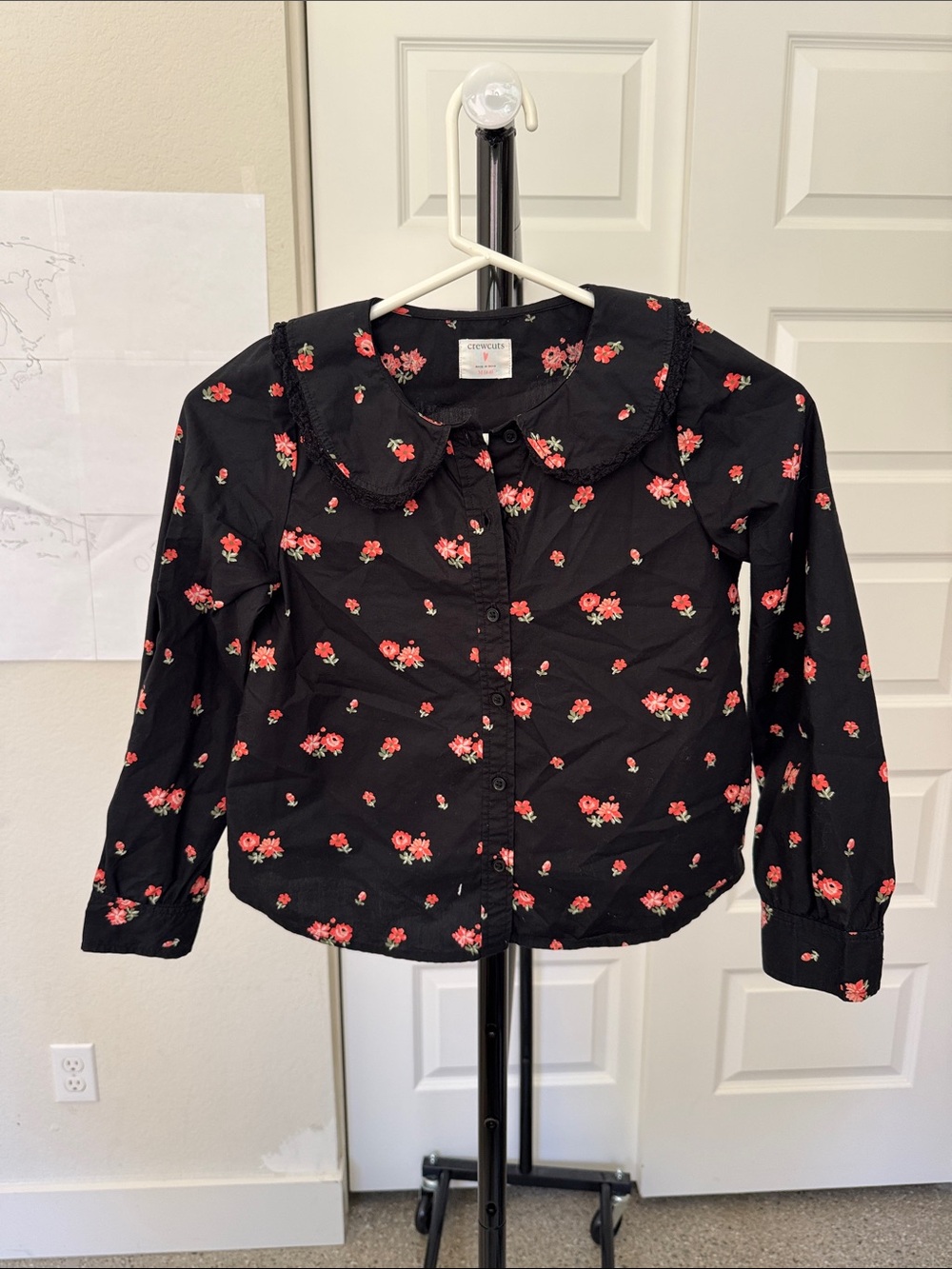 Crewcuts Black Button-Up Shirt with Red Floral Print